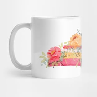 Books stacked with Florals Mug